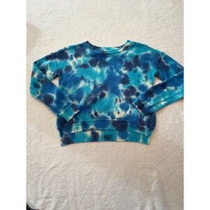 DESIGN HISTORY Tie Dye Sweater Blue Ombre Crew Neck Long Sleeve Top Womens S